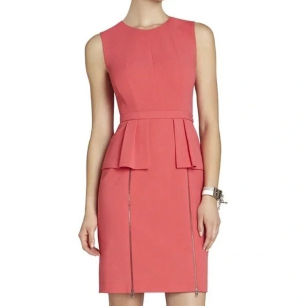 BCBG MaxAzria Ashleigh coral peplum dress